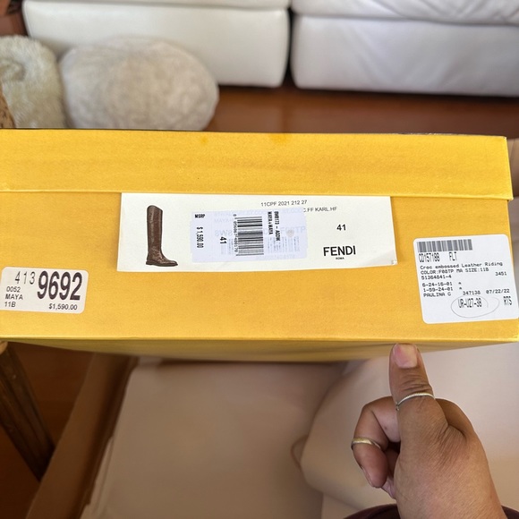 New Fendi Karligraphy Croco Leather Maya Riding Boots 41 11B - Picture 15 of 16